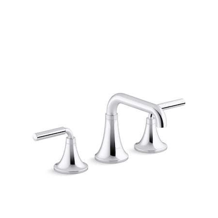 Kohler Widespread Bathroom Sink Faucet, Polished Chrome, Three Hole, 1.2 gpm, 5-15/16 in Spout Reach 27416-4-CP